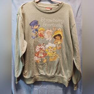 Strawberry Shortcake Crew Neck Sweatshirt Size M Sage Green Vintage Image EUC